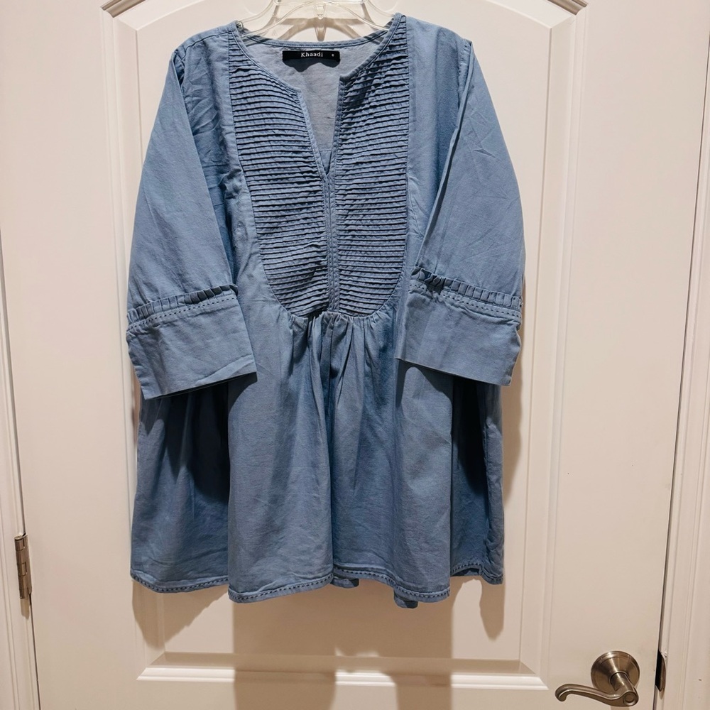 Khaadi Brand Blue Colour Size 8  A Line CottonTop/ Tunic /Dress Pre- Owned